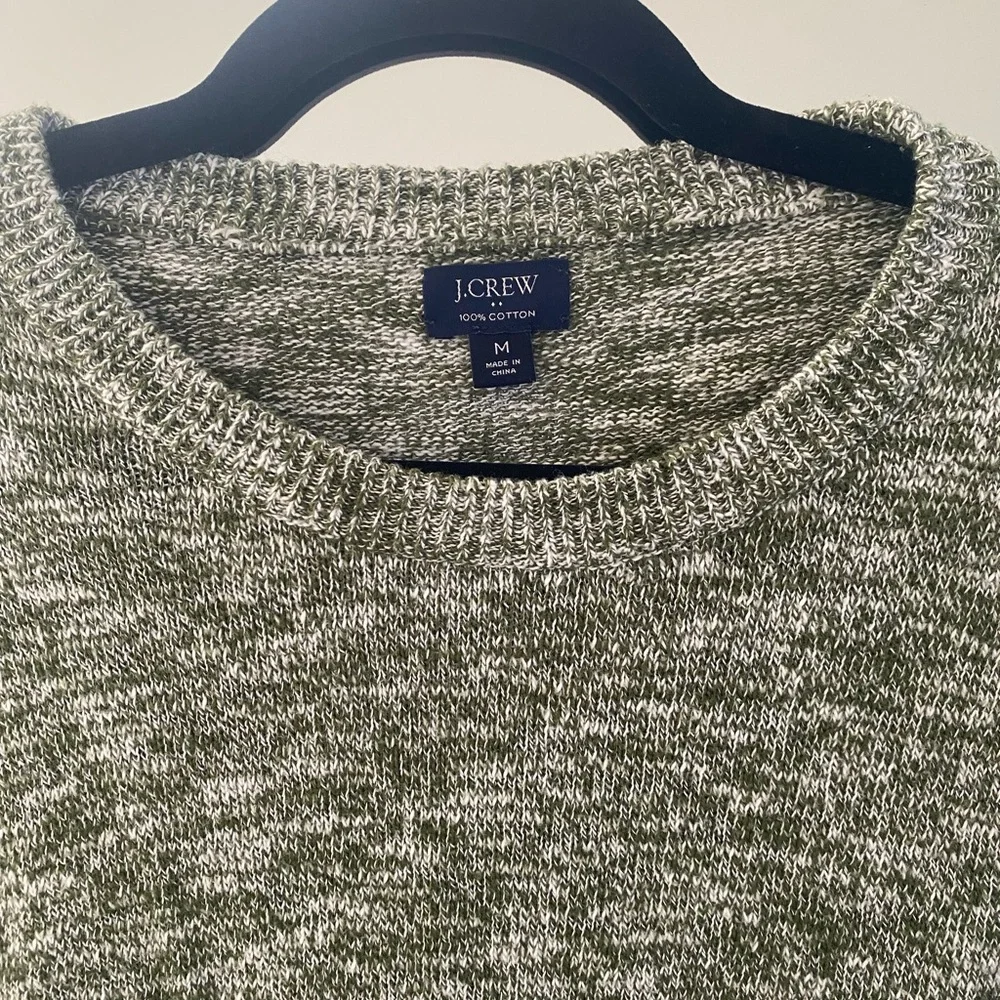 J. Crew - 100% Cotton Piqué-Stitch Crewneck Sweater in Green - Size M